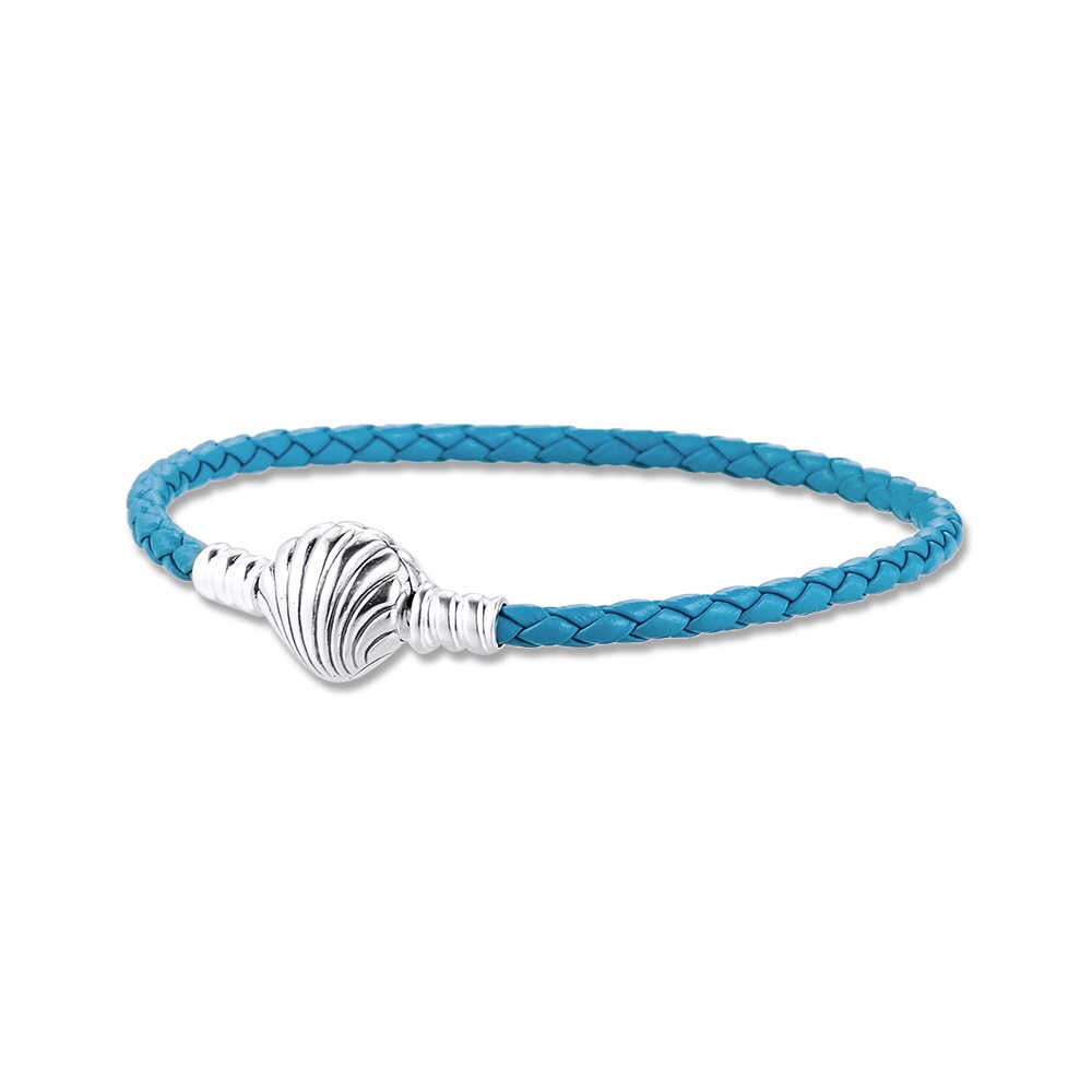 Seashell Clasp Turquoise Braided Leather Bracelet