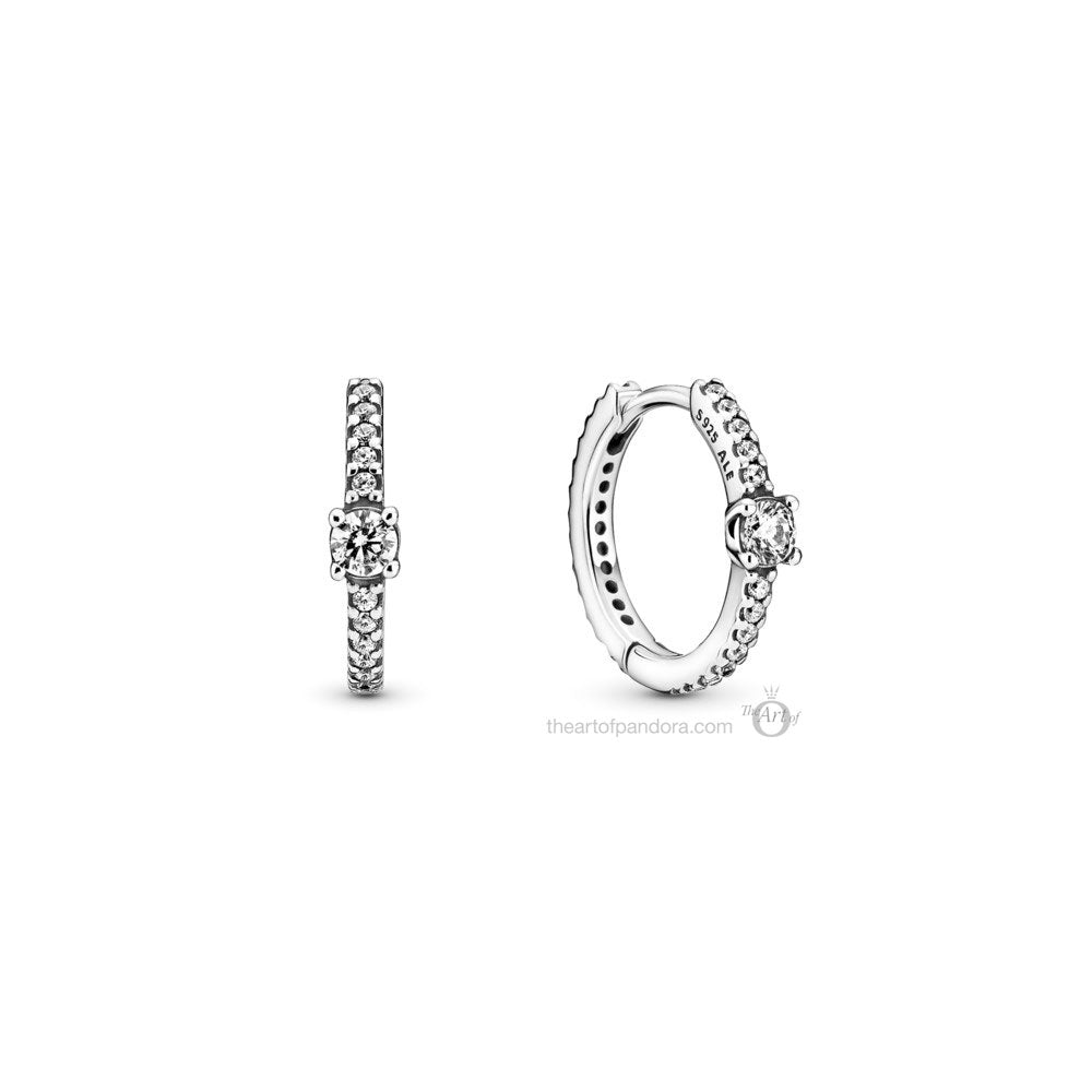 Sparkling Hoop Earrings, Clear CZ