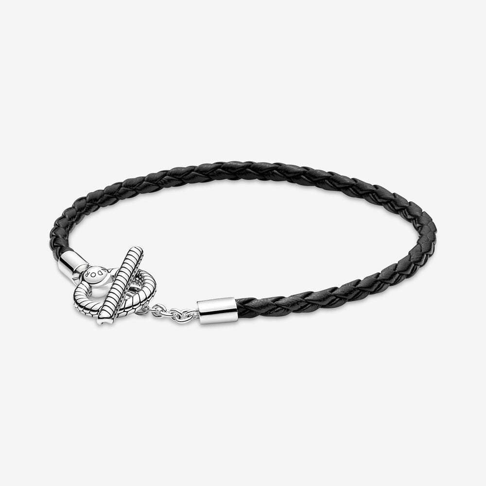 Moments Braided Leather T-bar Bracelet