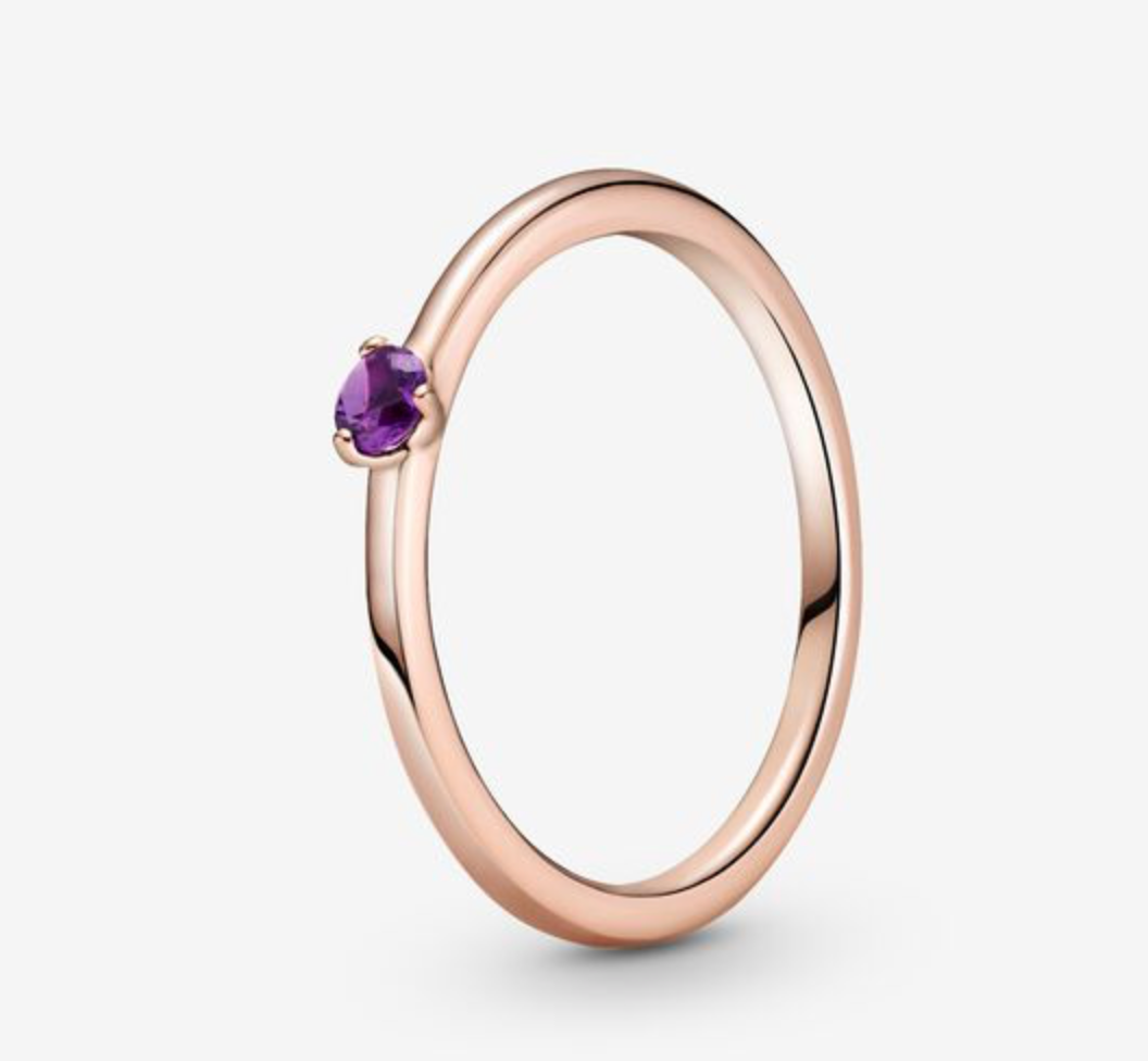 Rose Purple Solitaire CZ Ring