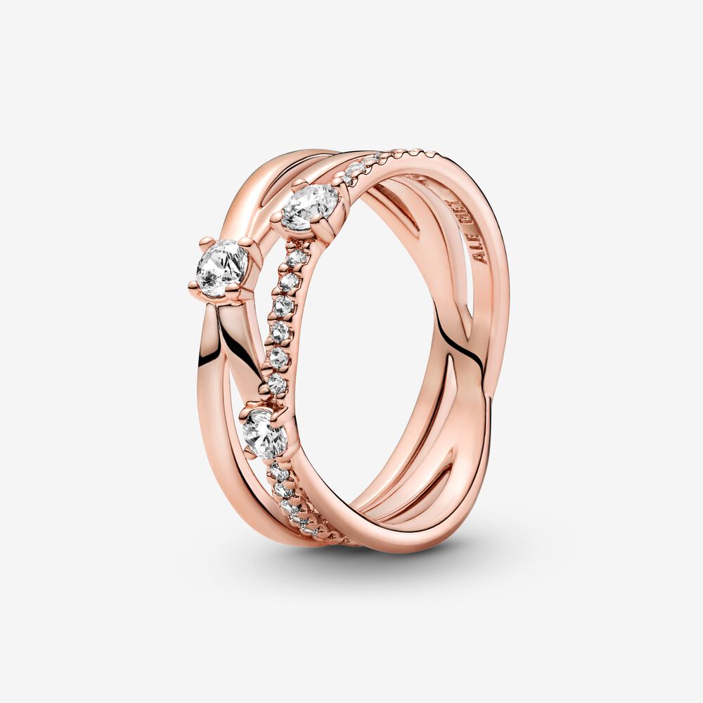 Sparkling Triple Band Ring | Rose