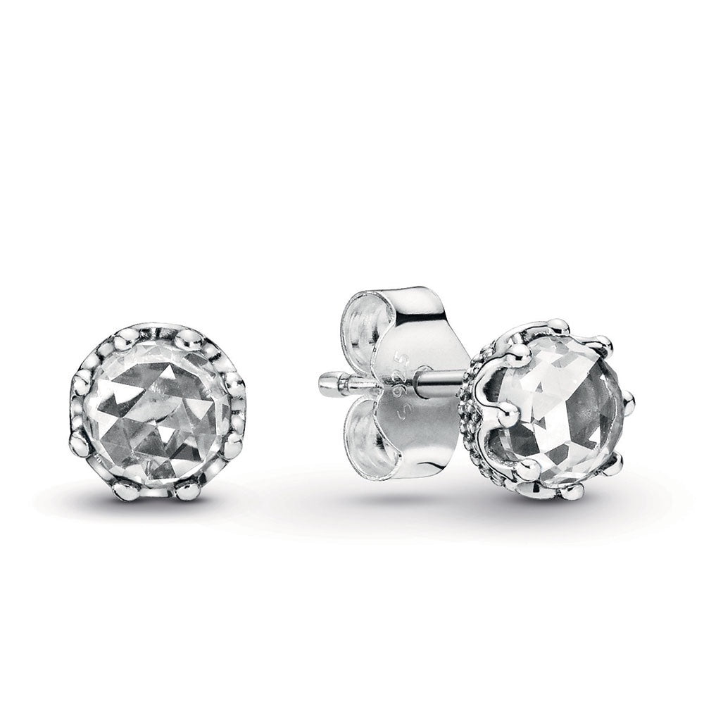 Sparkling Crown Stud Clear CZ Earring