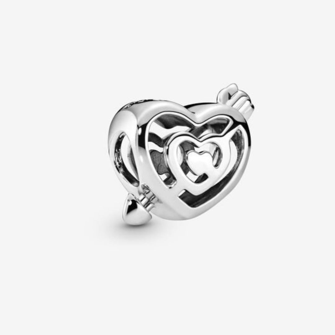 Openwork Heart Labyrinth & Arrow Charm