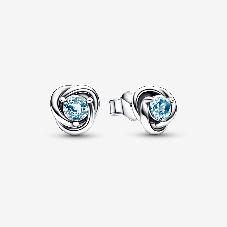 Eternity Circle Stud Earrings | March Sea Aqua Blue