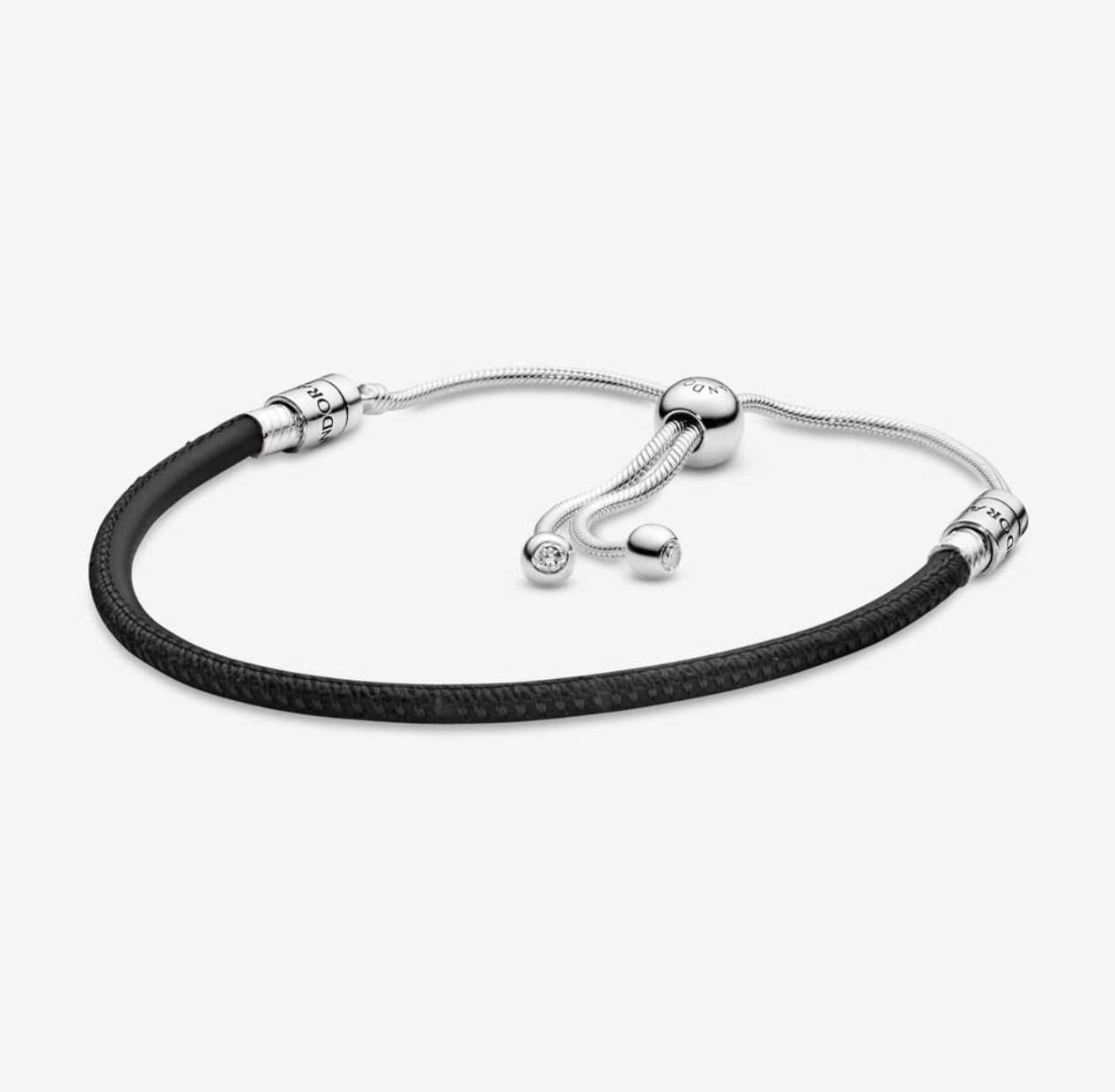 Moments Black Leather Slider Bracelet