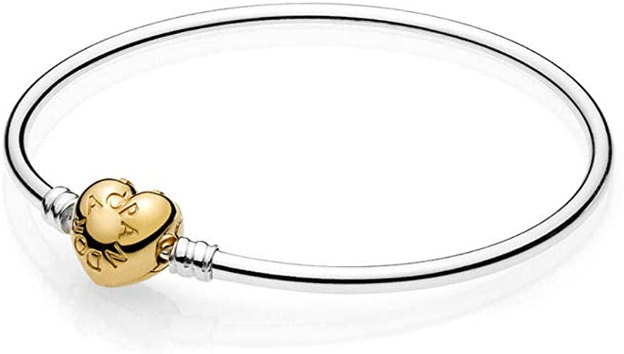 Sterling Silver with Shine Heart Clasp Bangle