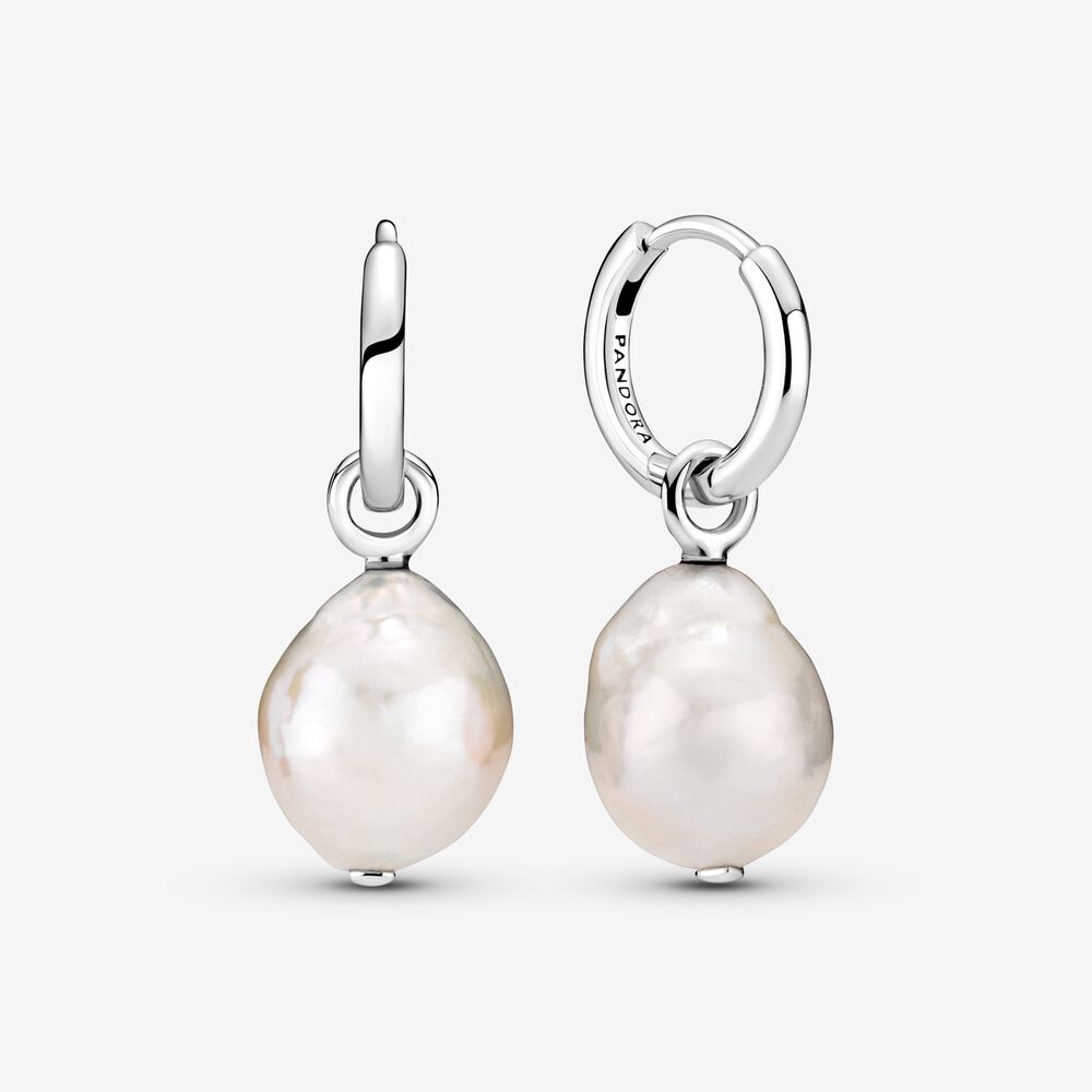 Freshwater Cultured Baroque Pearl Hoop Earrings