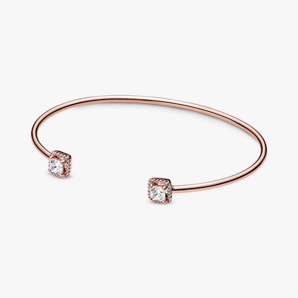 Square Sparkle Open Bangle Rose