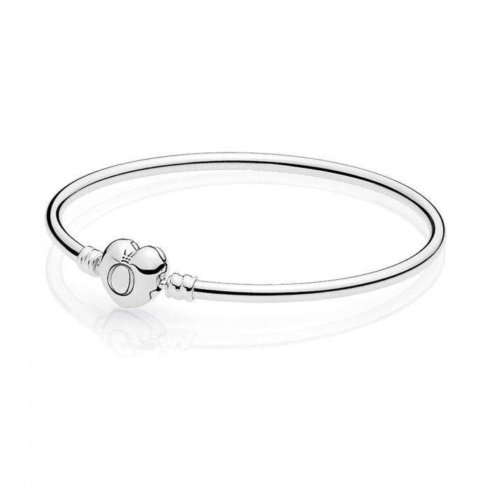 Silver with Smooth Heart Clasp Bangle