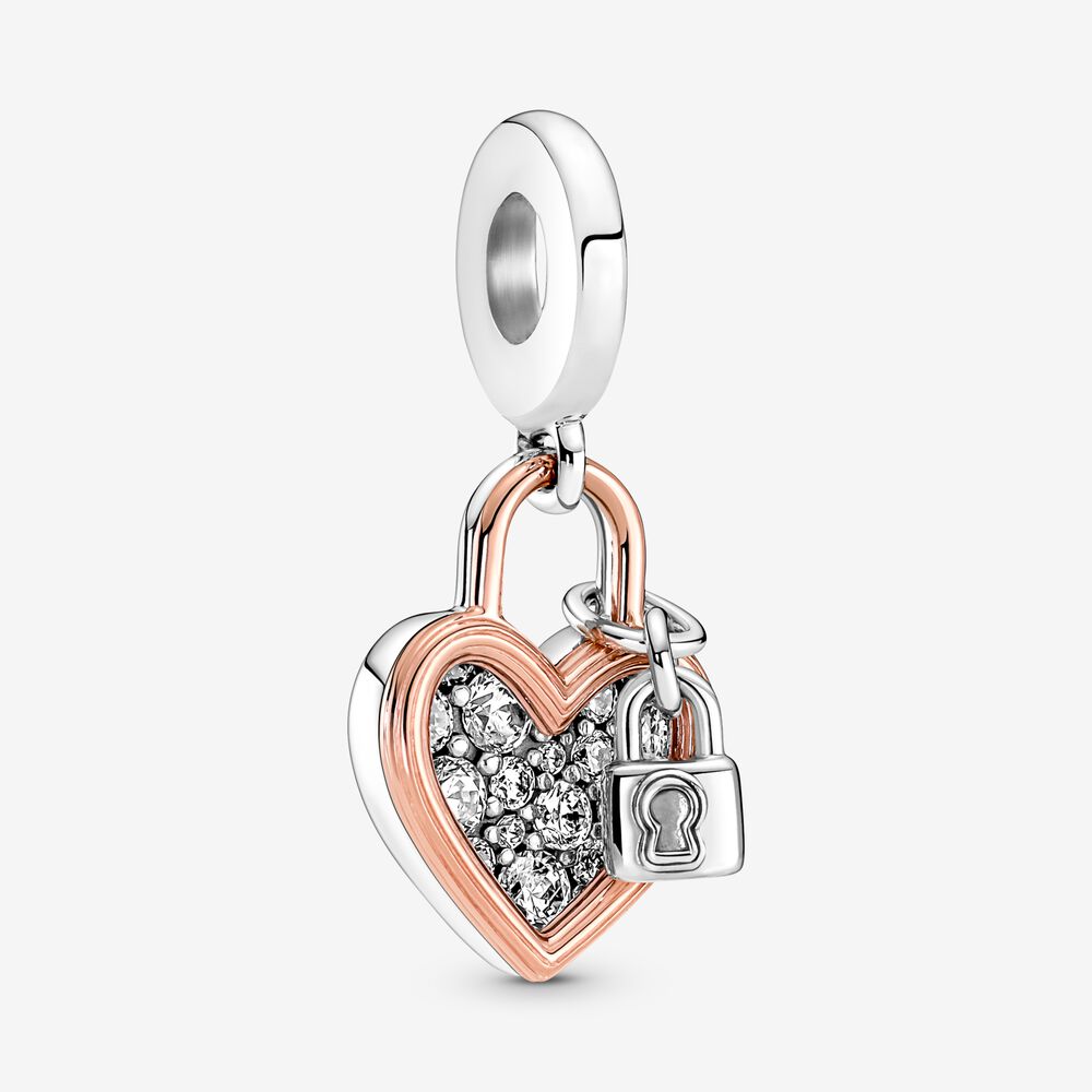 Heart Padlock Double Dangle Charm