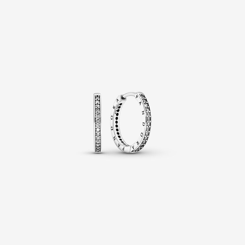 Sparkle and Logo Hoop Earrings