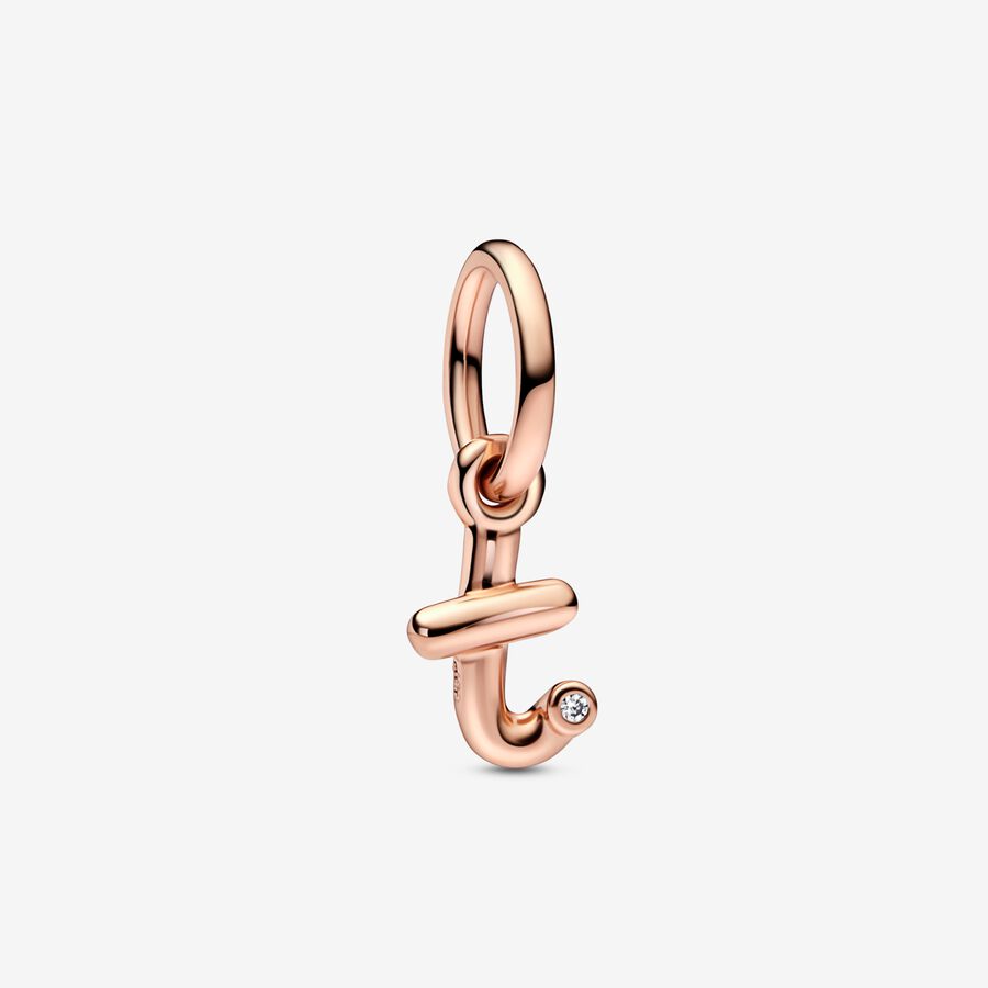 14k Rose Gold-plated Letter t Dangle Charm