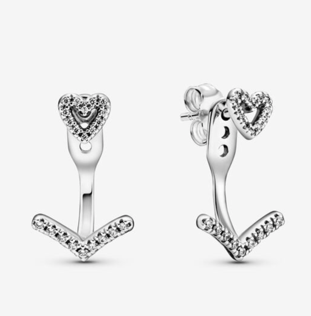 Sparkling Wishbone Heart Earrings