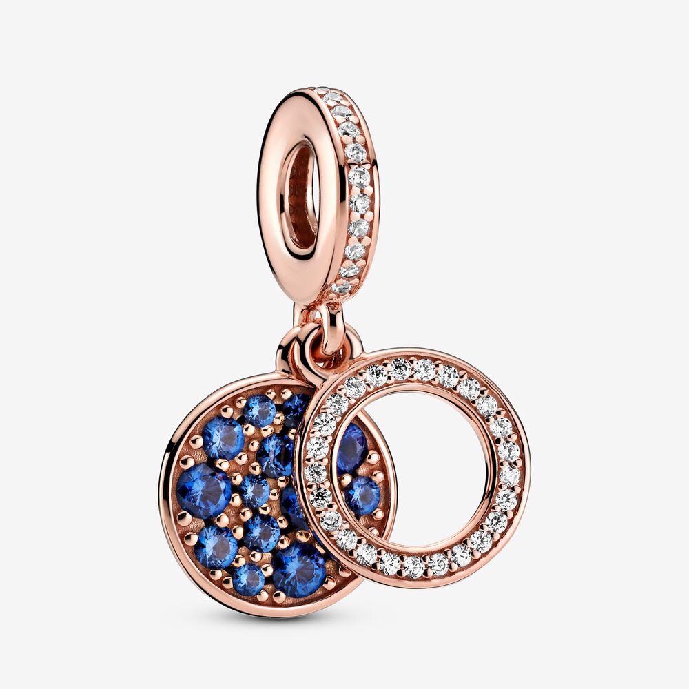 Sparkling Blue Disc Charm, Rose