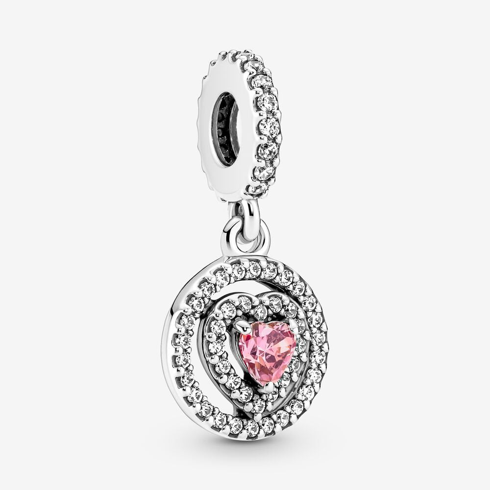 Sparkling Double Halo Heart Dangle Charm