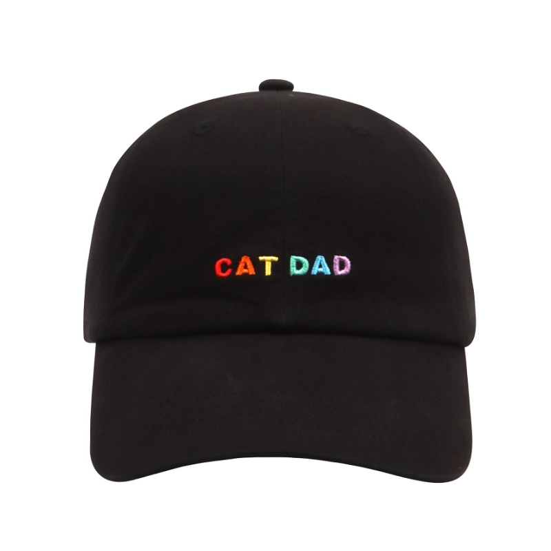 Rainbow Cat Dad Embroidery Soft Baseball Cap
