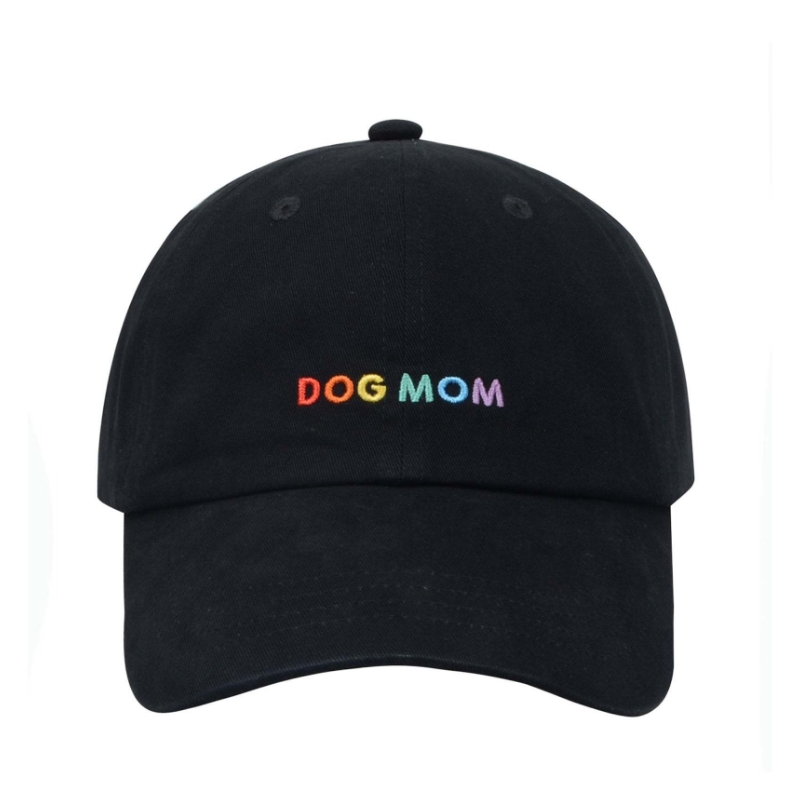 Rainbow Embroidery Soft Dog Mom Baseball Cap