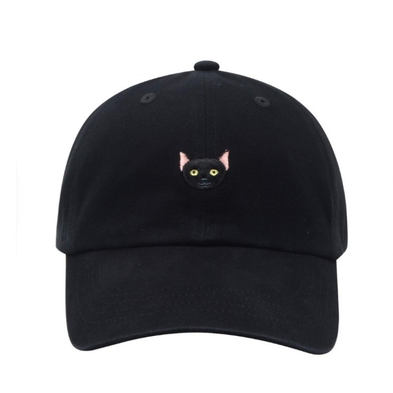 Black Cat Embroidery Soft Baseball Cap