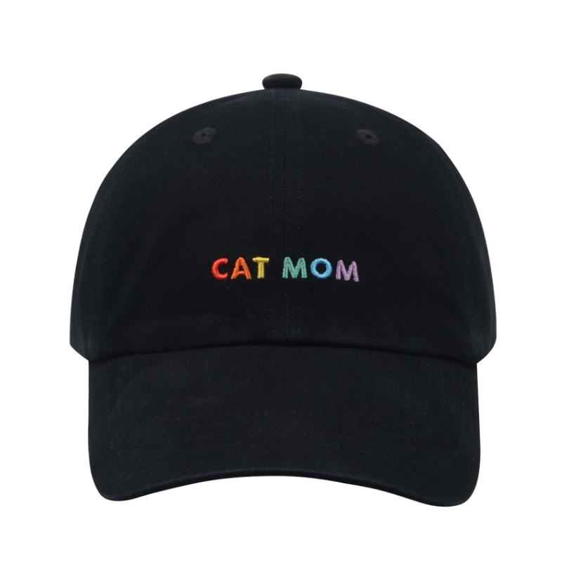 Rainbow Embroidery Cat Mom Baseball Cap