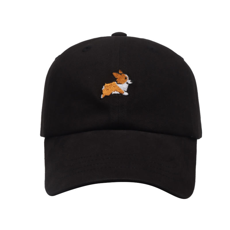 Corgi Embroidery Soft Dog Baseball Cap