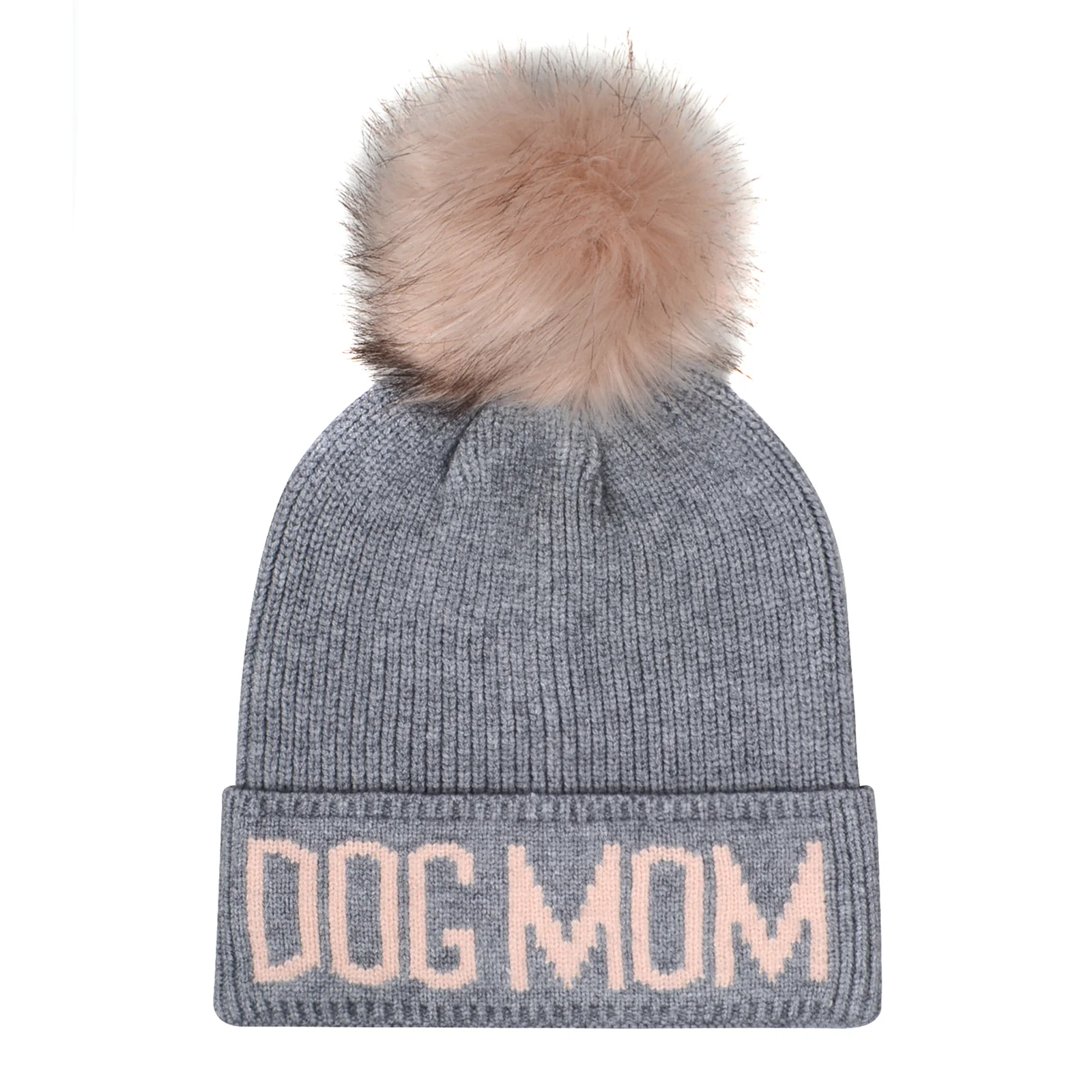 Dog Mom Pompom Knit Beanie Toque