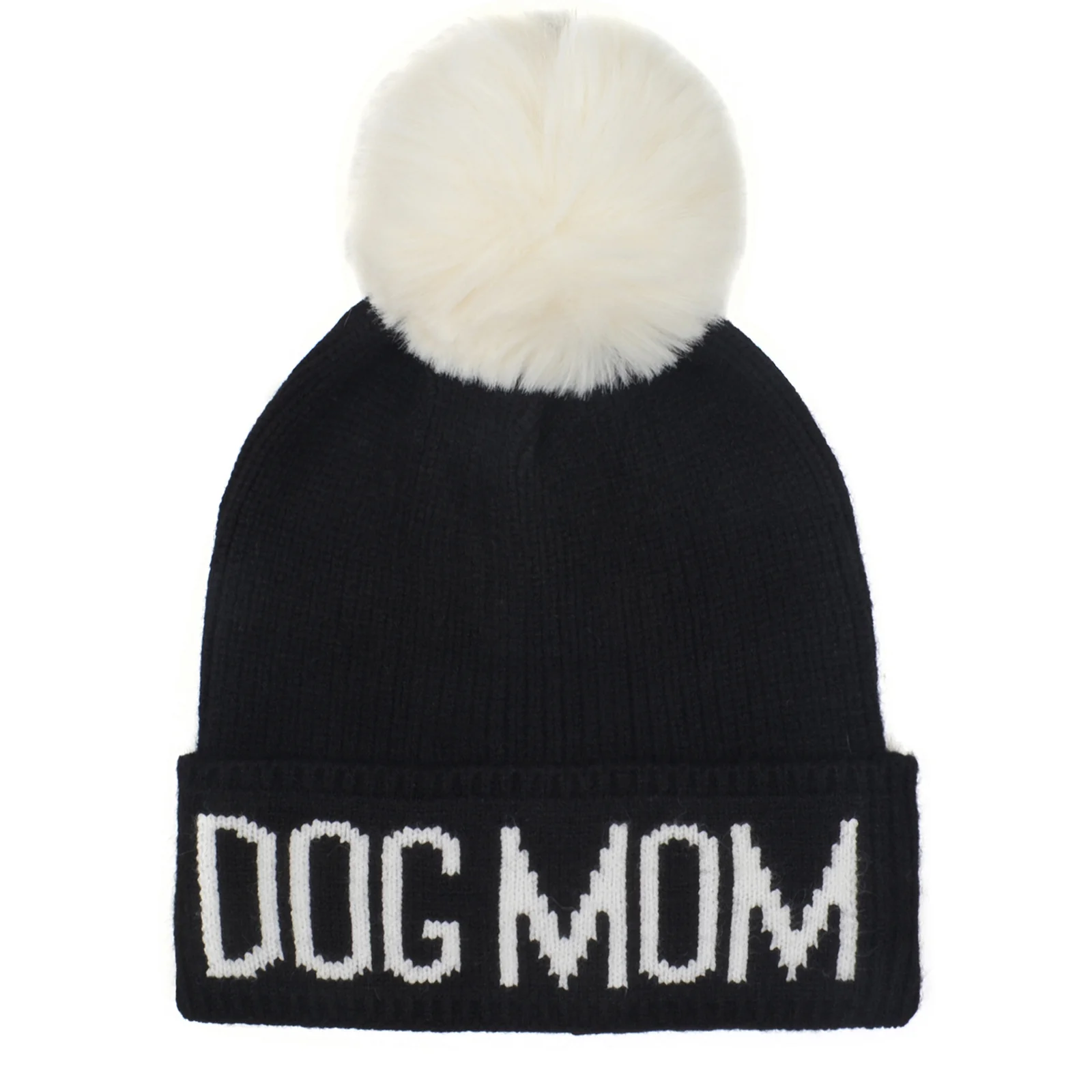Dog Mom Pompom Knit Beanie Toque
