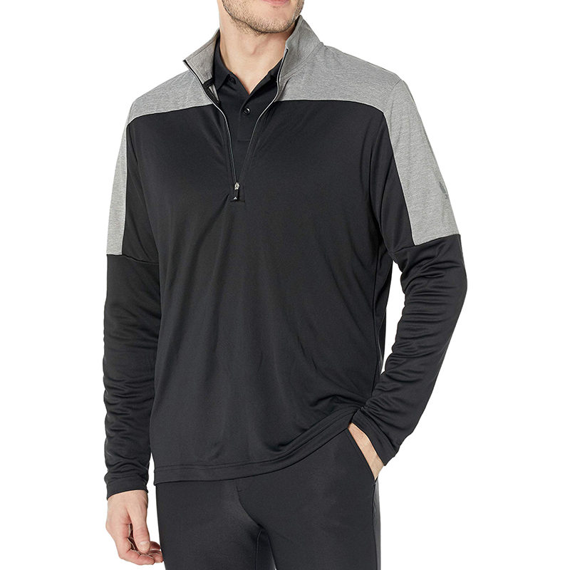 Custom Mens Outdoor Athletic Golf Game  Zip Collar Patchwork Light Cheap Sweat Fleece Jacket Zip Pullover -1986 GOLF