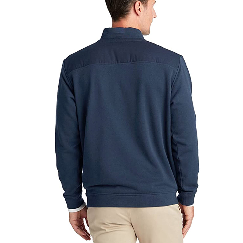 Manufacturer Custom Logo Performance Fabric Men Solid Patchwork Color Zip Collar Jacket Golf Quarter Zip-1986 GOLF