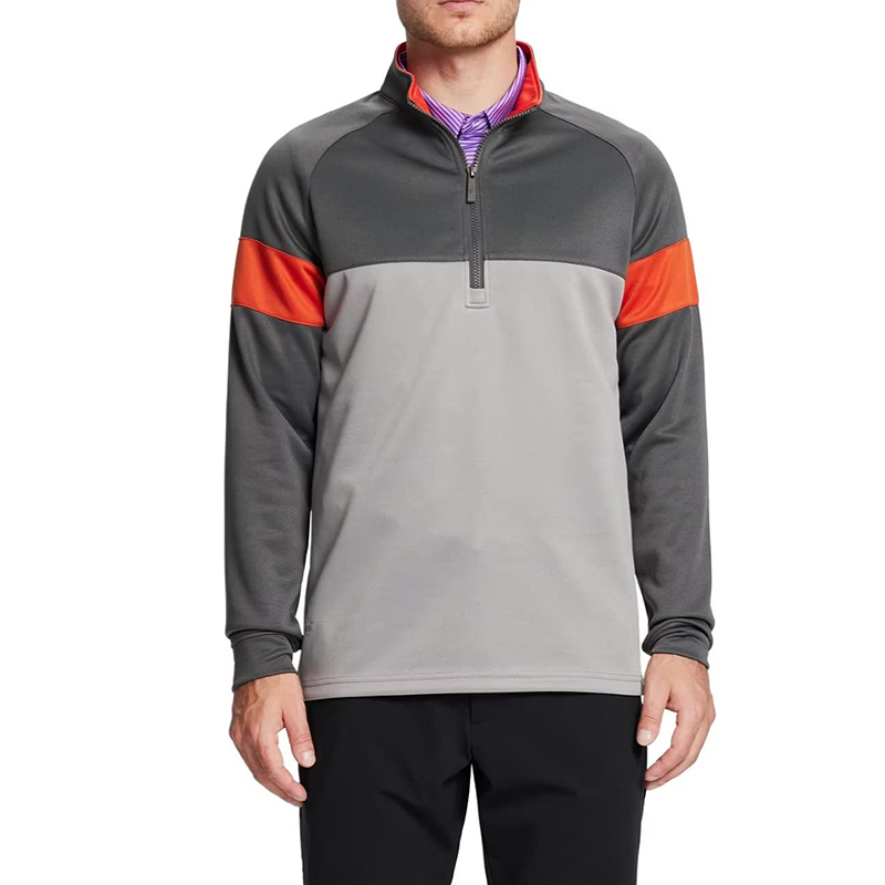 Basic Style Solid Color Sweatshirt Men Autumn Custom Logo Stand Up Collar Zip Collar Knitted Quarter Zip-1986 GOLF