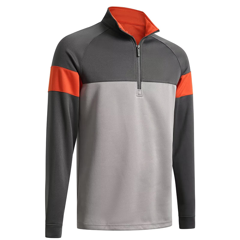 Basic Style Solid Color Sweatshirt Men Autumn Custom Logo Stand Up Collar Zip Collar Knitted Quarter Zip-1986 GOLF