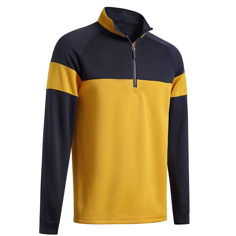 Basic Style Solid Color Sweatshirt Men Autumn Custom Logo Stand Up Collar Zip Collar Knitted Quarter Zip-1986 GOLF