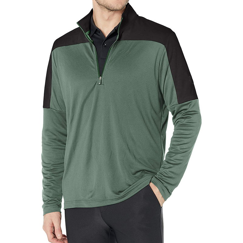 Custom Mens Outdoor Athletic Golf Game  Zip Collar Patchwork Light Cheap Sweat Fleece Jacket Zip Pullover -1986 GOLF