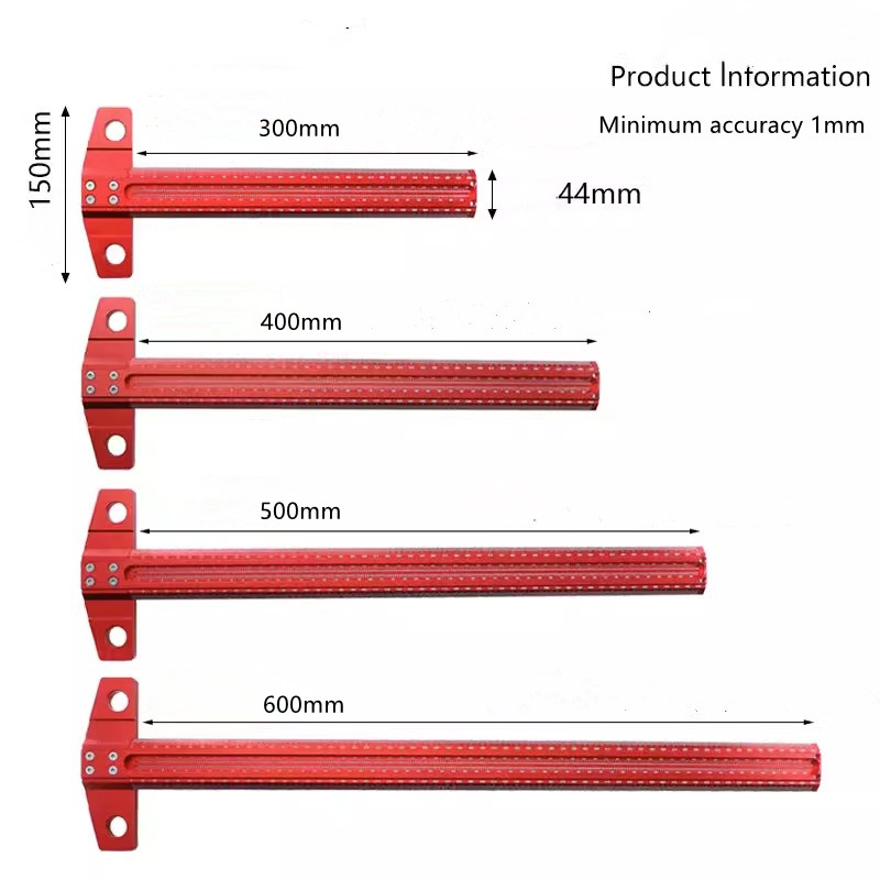 Drillpro Woodworking wire marking machine T-scale 1mm hole cross scale aluminum alloy marking gauge 300/400/500/600mm 