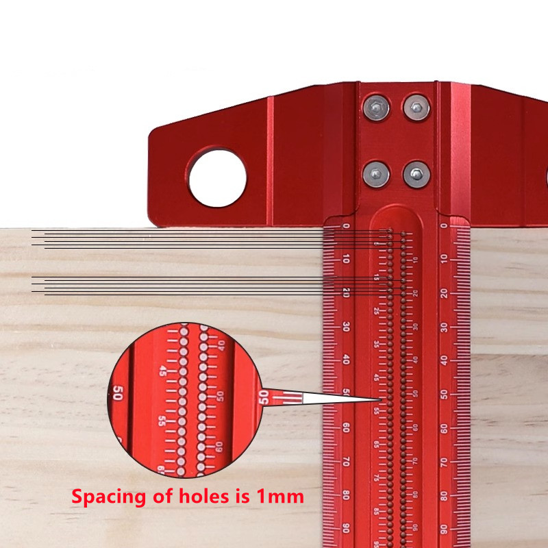 Drillpro Woodworking wire marking machine T-scale 1mm hole cross scale aluminum alloy marking gauge 300/400/500/600mm 