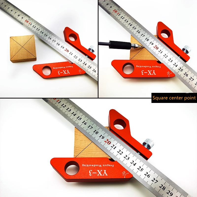 Woodworking YX-3 scriber Aluminum alloy 45 degrees 90 degrees scriber ruler center right Angle woodworking auxiliary scriber gauge