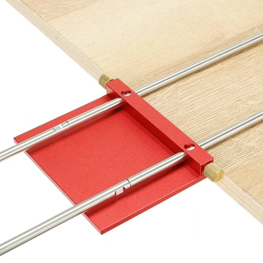 All Aluminum Alloy Adjustable Woodworking Drill Locator Guide With 8pcs Extension Rods Flip Stops and Wrench For Positioning Tools Hole Drill