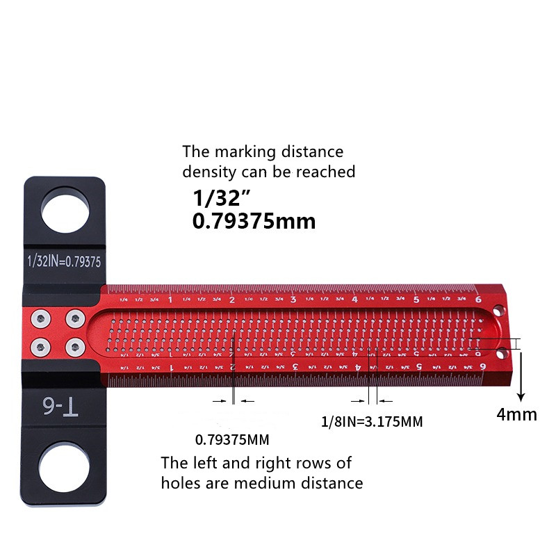 T-shaped scribing ruler high-precision Angle ruler multifunctional British scribing ruler special for woodworking