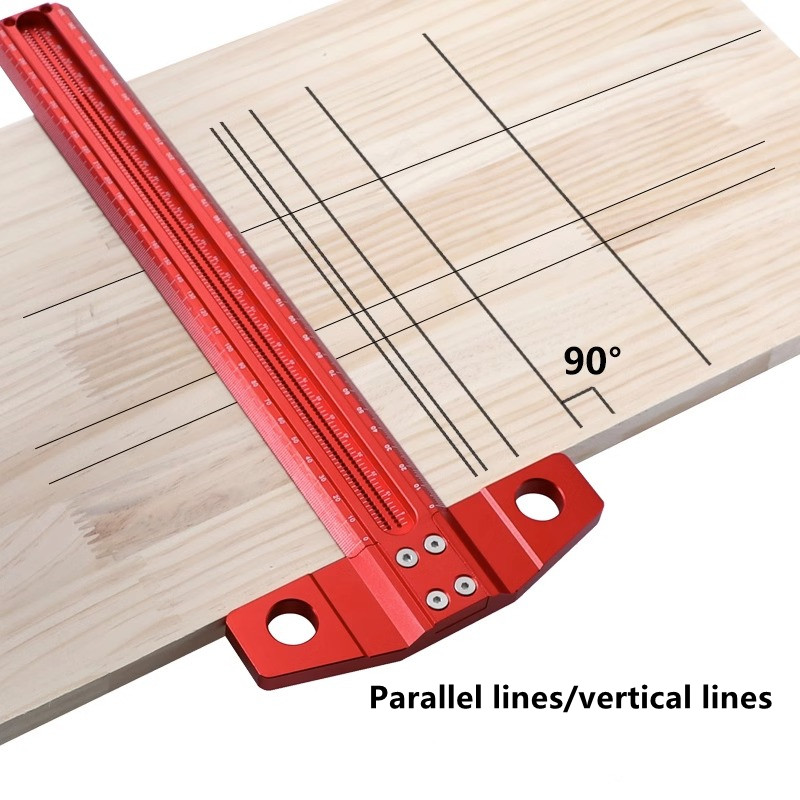 Drillpro Woodworking wire marking machine T-scale 1mm hole cross scale aluminum alloy marking gauge 300/400/500/600mm 