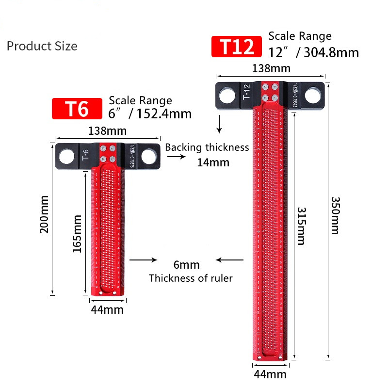 T-shaped scribing ruler high-precision Angle ruler multifunctional British scribing ruler special for woodworking