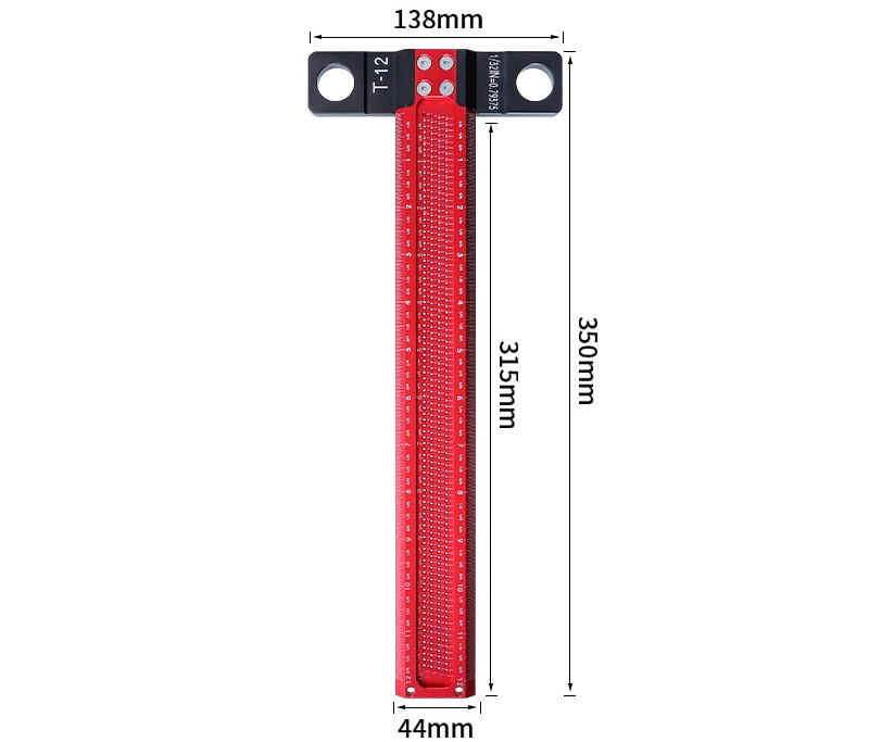 T-shaped scribing ruler high-precision Angle ruler multifunctional British scribing ruler special for woodworking