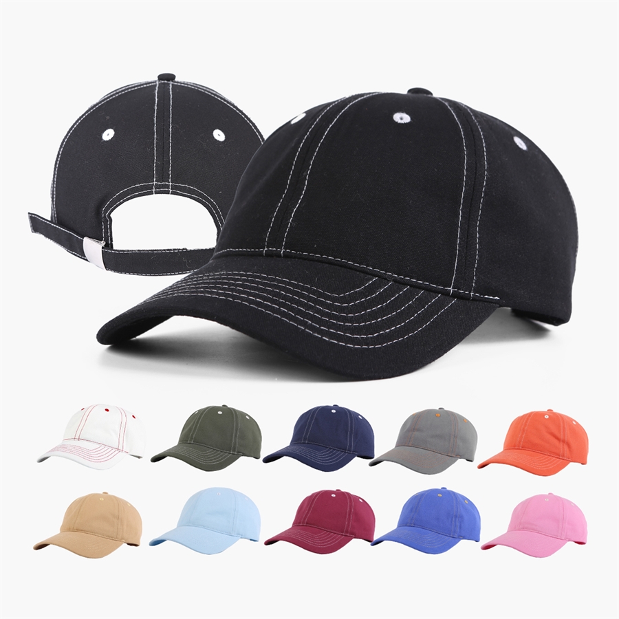 Blank Unstructured Low Profile Constrast Stitching Dad Hat - 6168
