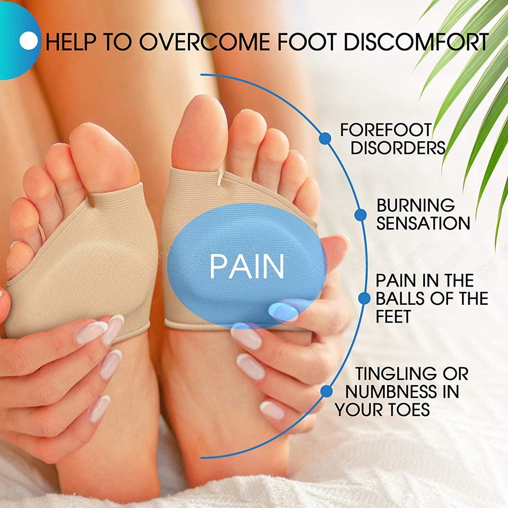 Gel Half Insoles for Metatarsal Forefoot Pain Relief Shoe Pads-KTS HEALTHCARE