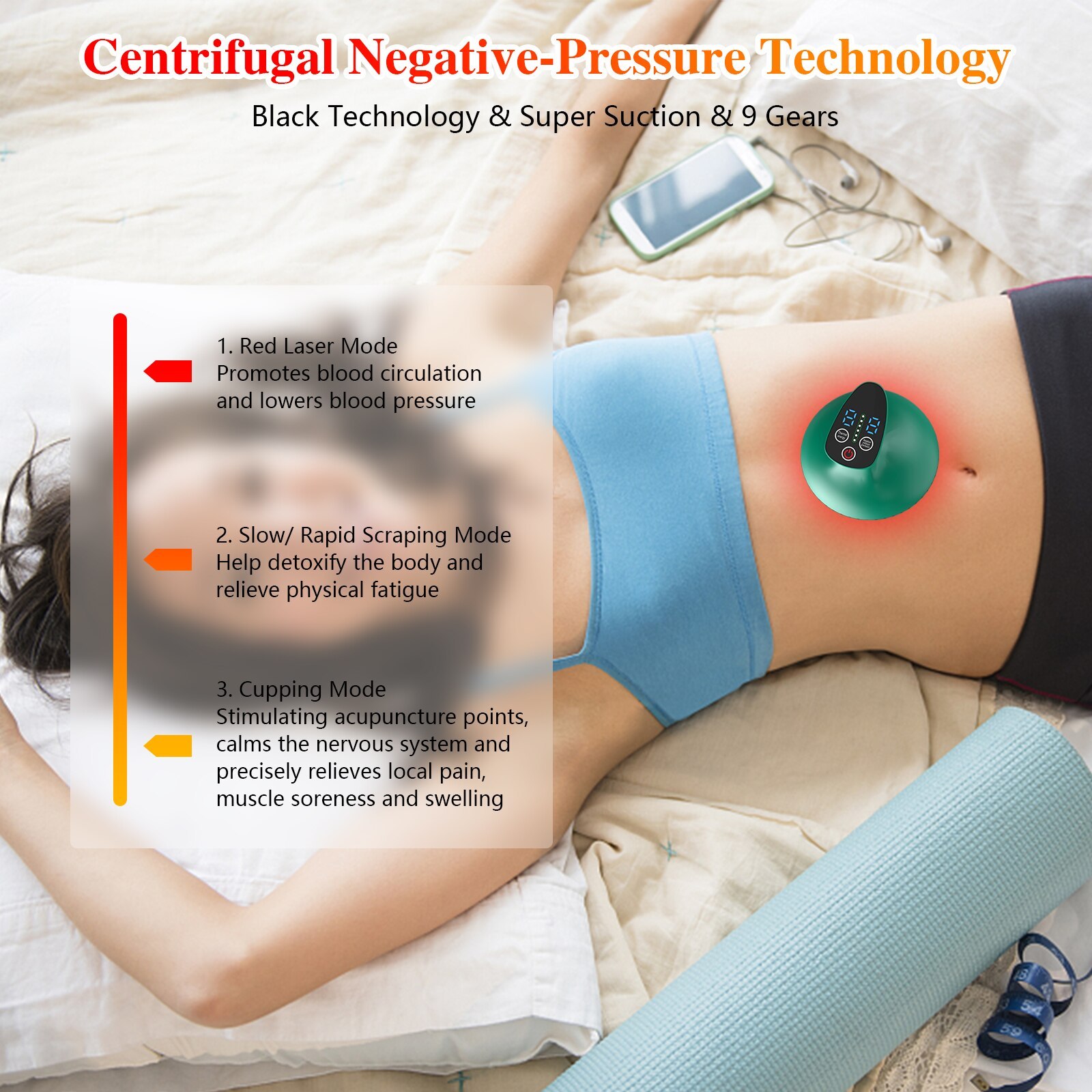 KTS Portable Red Light Therapy Electric Suction Cupping Massager for Pain Relief and Gua Sha Massage-KTS HEALTHCARE