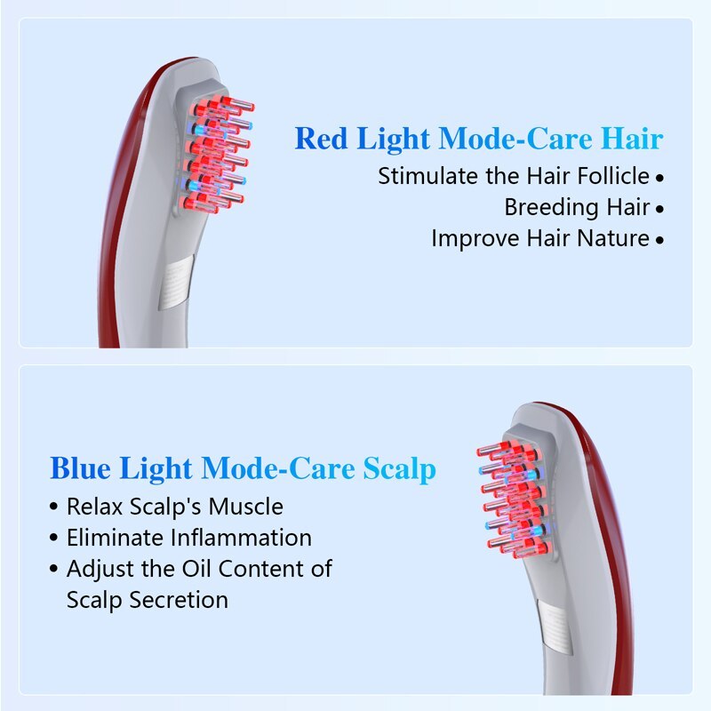Laser Hair Growth Comb 650nm 18 Diodes Vibration Massager Comb Anti Hair Loss Therapy Infrared Red Light Hair Growth Machine-KTS HEALTHCARE