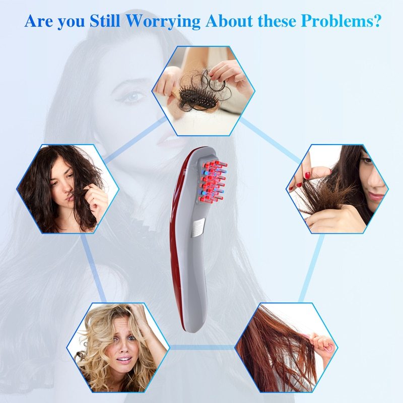 Laser Hair Growth Comb 650nm 18 Diodes Vibration Massager Comb Anti Hair Loss Therapy Infrared Red Light Hair Growth Machine-KTS HEALTHCARE