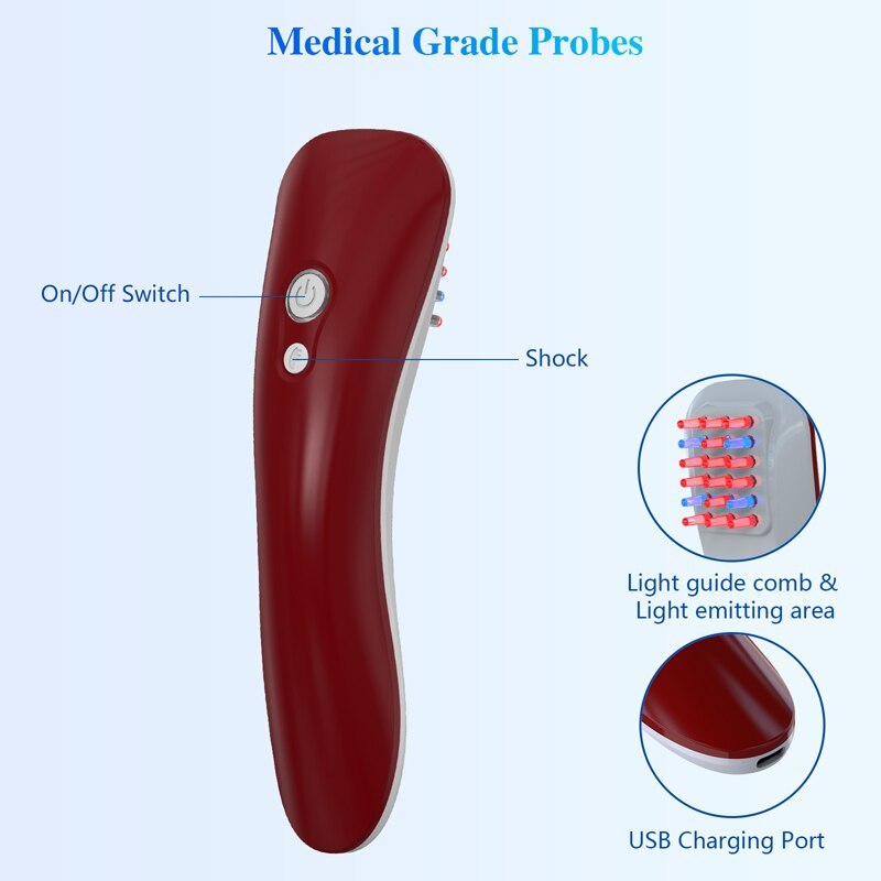 Laser Hair Growth Comb 650nm 18 Diodes Vibration Massager Comb Anti Hair Loss Therapy Infrared Red Light Hair Growth Machine-KTS HEALTHCARE