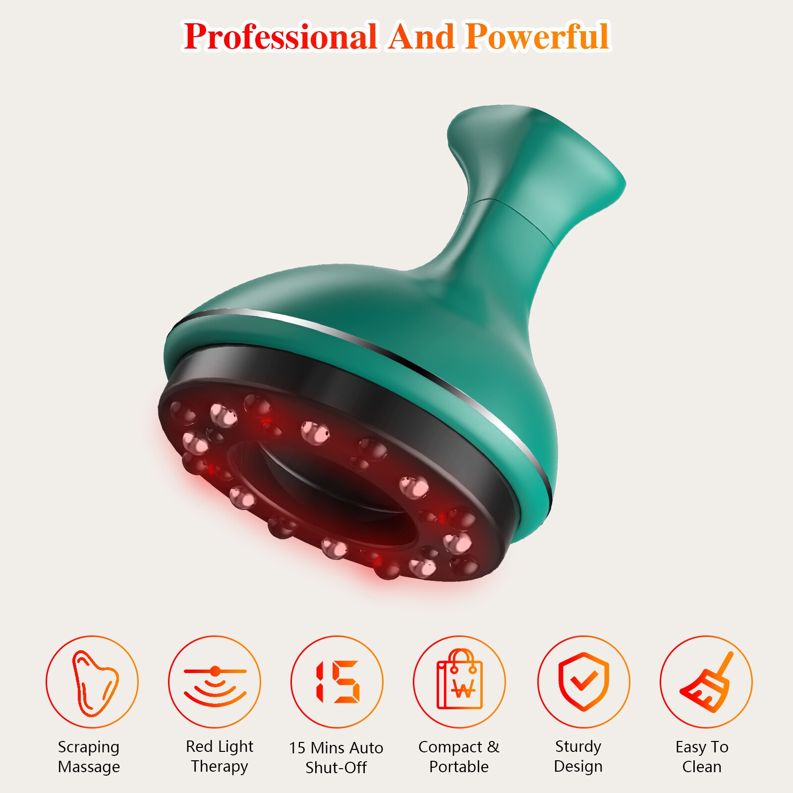 KTS Portable Red Light Therapy Electric Suction Cupping Massager for Pain Relief and Gua Sha Massage-KTS HEALTHCARE
