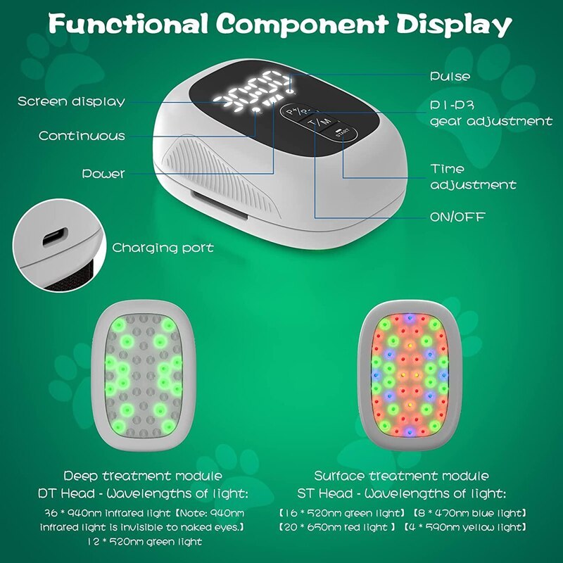 KTS Cold Laser Therapy Device for Pet and Animal Pain Relief Muscle Joint Pain Arthritis Heal Wounds Clear Skin Infections-KTS HEALTHCARE