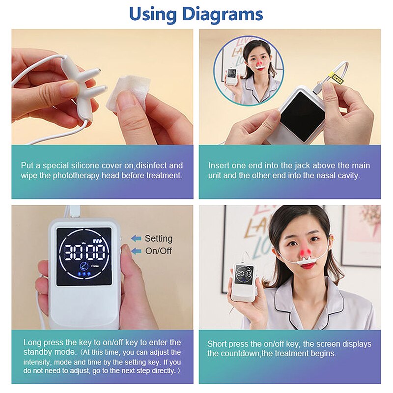 Rhinitis Sinusitis 650nm Laser Therapy Machine Nose Care Bionase Massage Device Laser Treatment Health Care-KTS HEALTHCARE