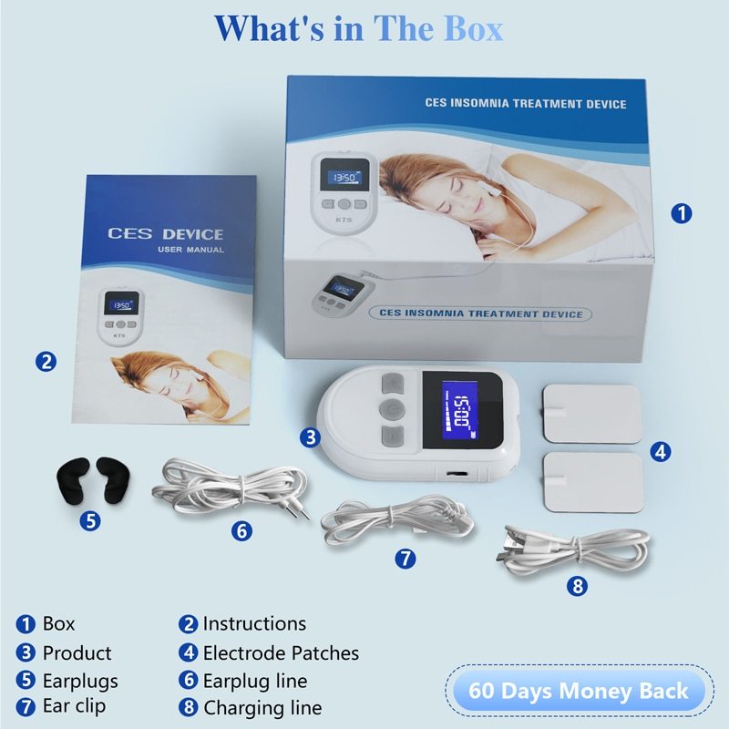 KTS CES 1.0 Sleep Aid Device Tens Machine for Insomnia Anxiety and Depression with Transcranial Microcurrent-KTS HEALTHCARE